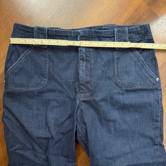 St John Sport Cropped Jeans Denim Capris Thick Stitch Boho Casual Y2K Sz 16 - Picture 7 of 7